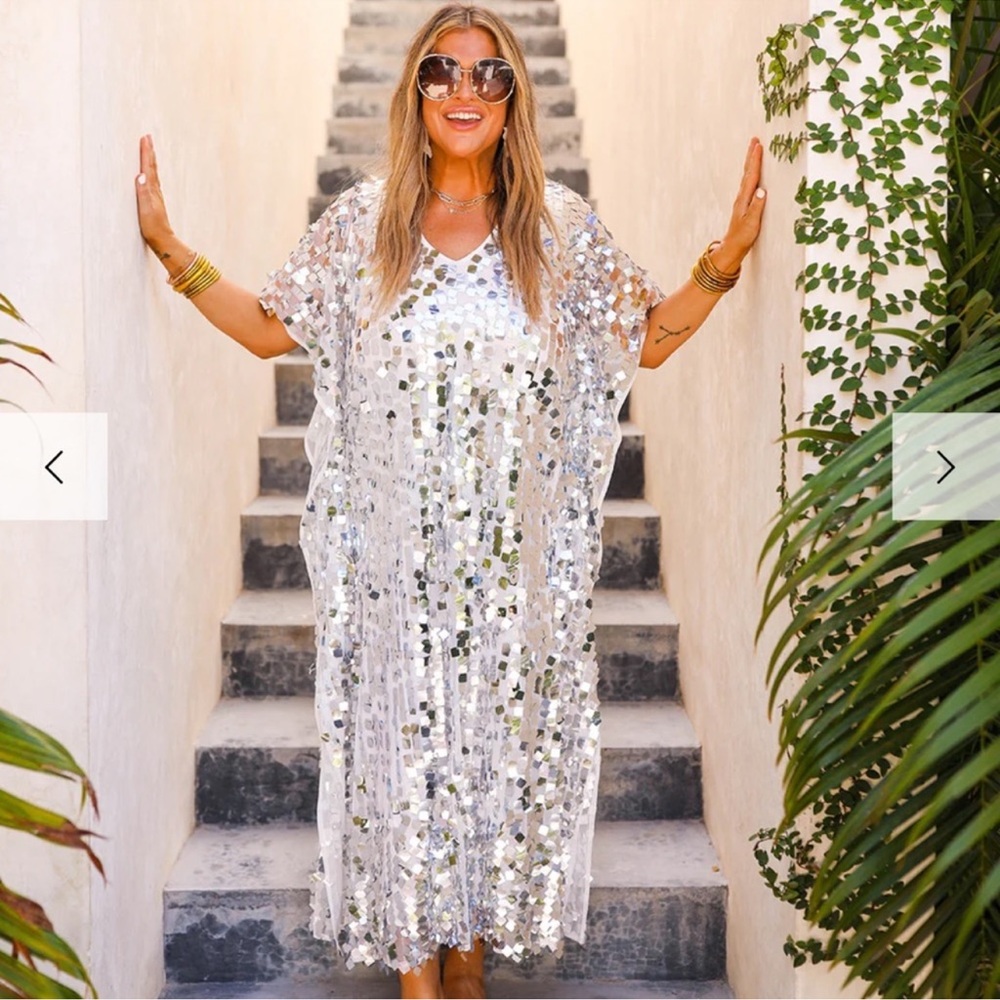 Buddy Love ATLAS SEQUIN CAFTAN MAXI DRESS - OVERCAST